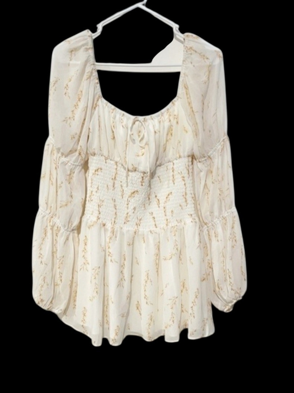 Sabo Skirt Cream Mini Dress with Gold Floral Print